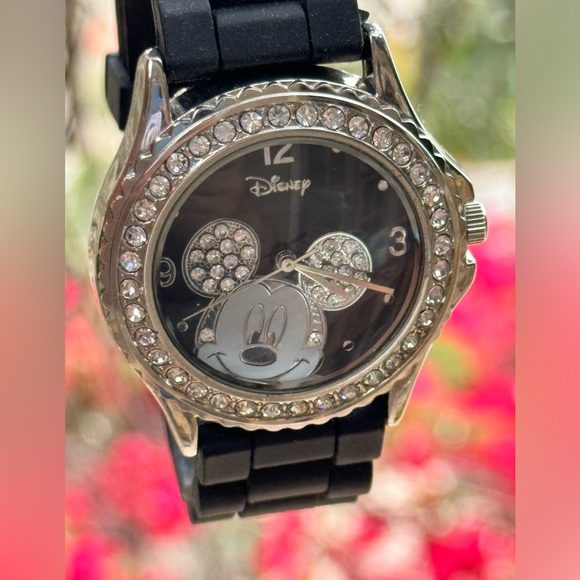 Disney Mickey Mouse Classic Black Silicone Watch with Crystals - Picture 3 of 11